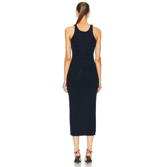 KHAITE Jaime Dress Navy Blue Knit Midi Sleeveless - Picture 5 of 9